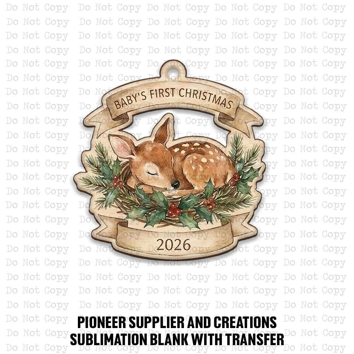 2026 Doe Baby's First Christmas Ornament Sublimation Blank