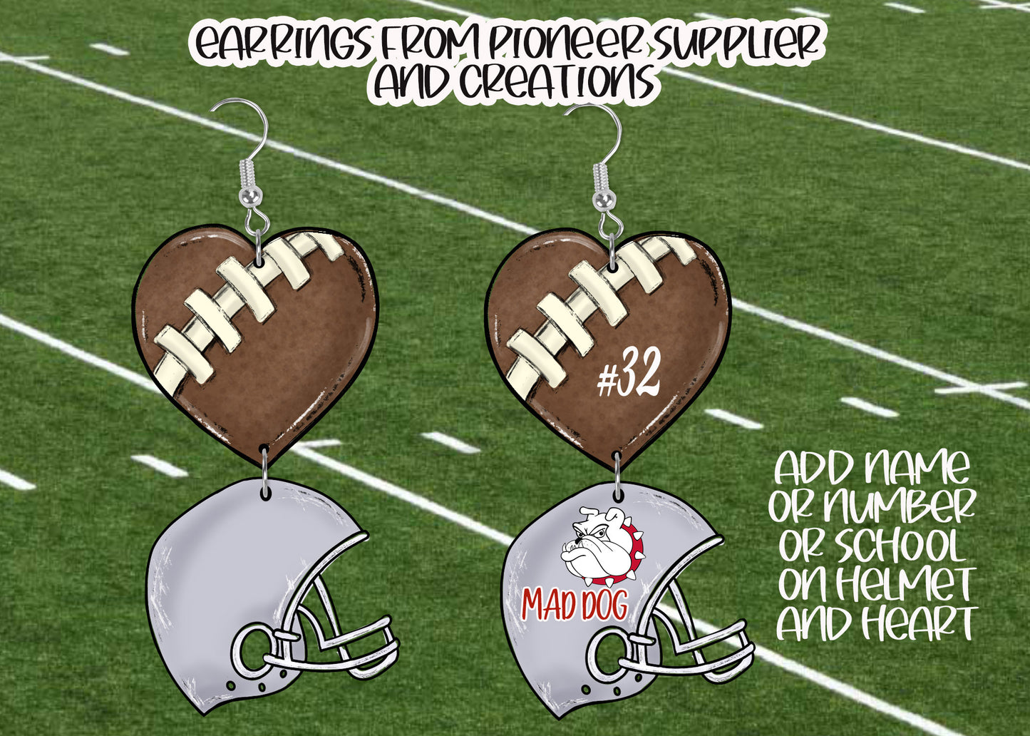 Football Heart Earring Sublimation Blanks | Tina Braddock