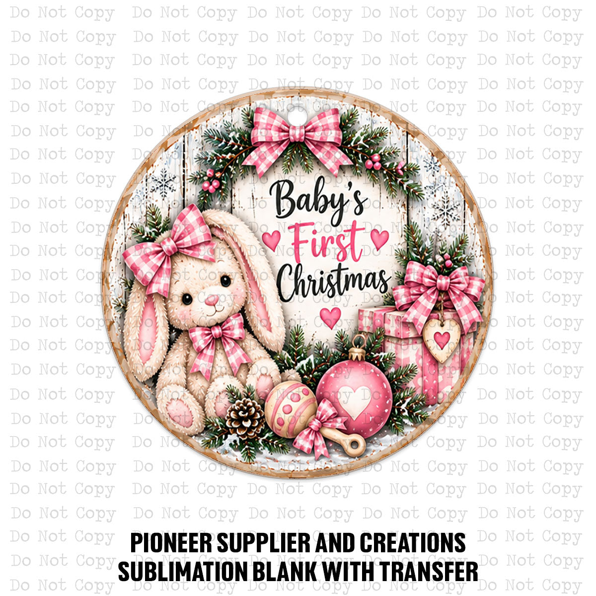 Baby's First Christmas Girl Ornament Sublimation Blank
