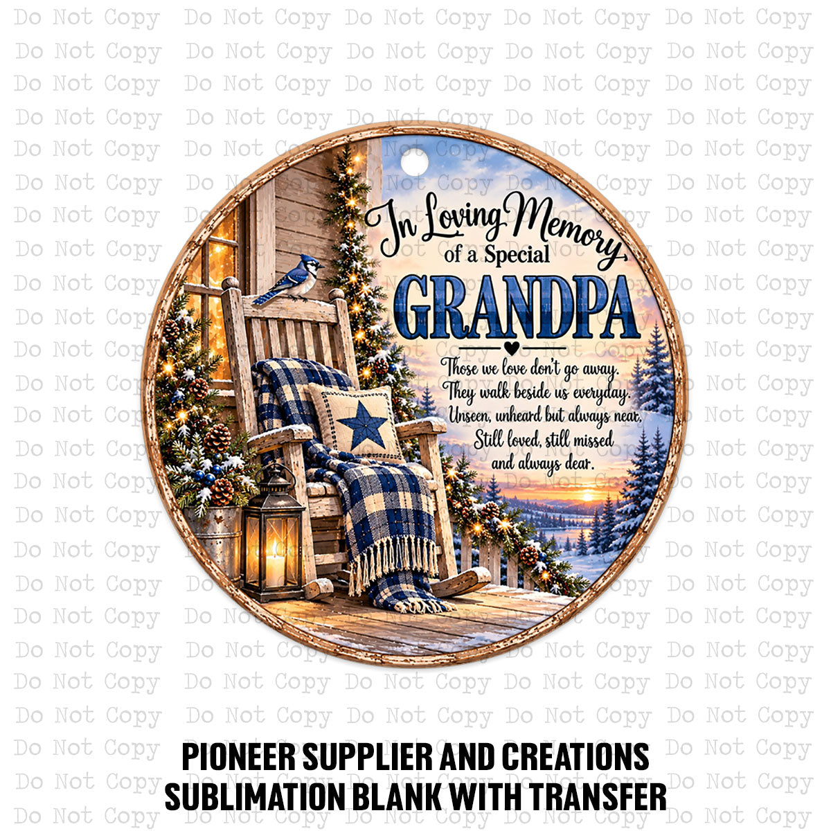 In Loving Memory of Grandpa Ornament Sublimation Blank