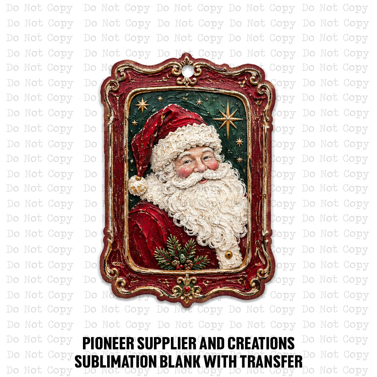 Vintage Santa Frame Ornament Sublimation Blank