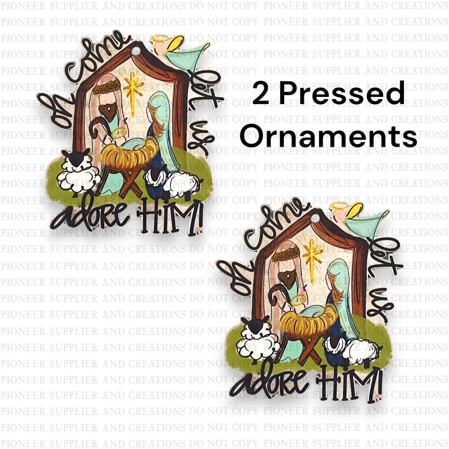 Let Us Adore Him Ornament & Transfer Sublimation Blank | Exclusive Can Can Creations
