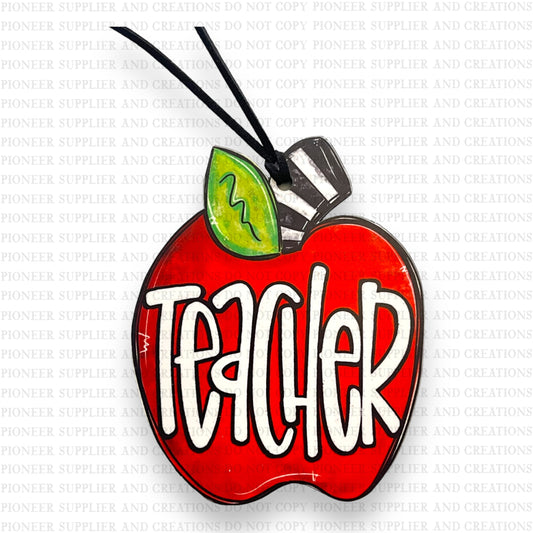 Teacher Apple Car Charm Sublimation Blank | Exclusive Alicia Ray Art