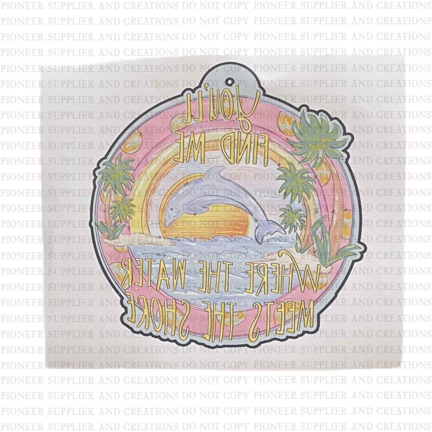 Where the Water Meets the Shore Car Charm Sublimation Blank | Exclusive Pixel Pops