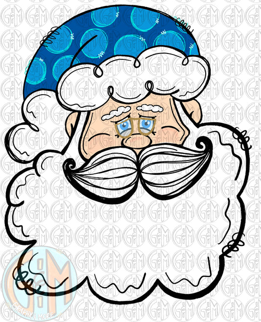Blue Hat Santa Ornament Sublimation Blank | Exclusive Graphx & More