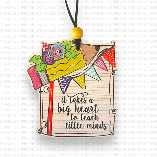 Big Heart Little Minds Car Charm Sublimation Blank