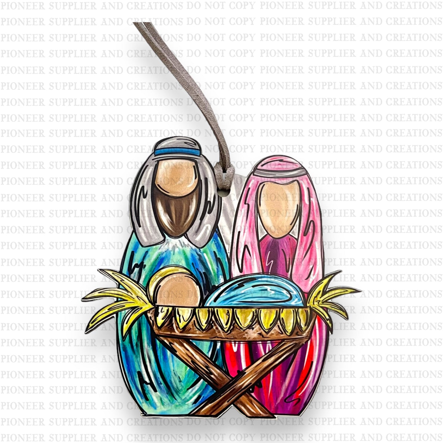 Joseph Mary and Baby Jesus Ornament Sublimation Blank | Exclusive Blushing Cotton
