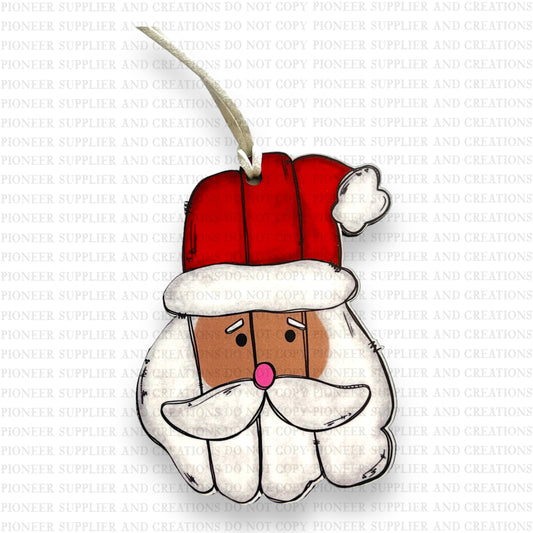 Rustic Wooden Santa Ornament Sublimation Blank | Exclusive Alicia Ray Art