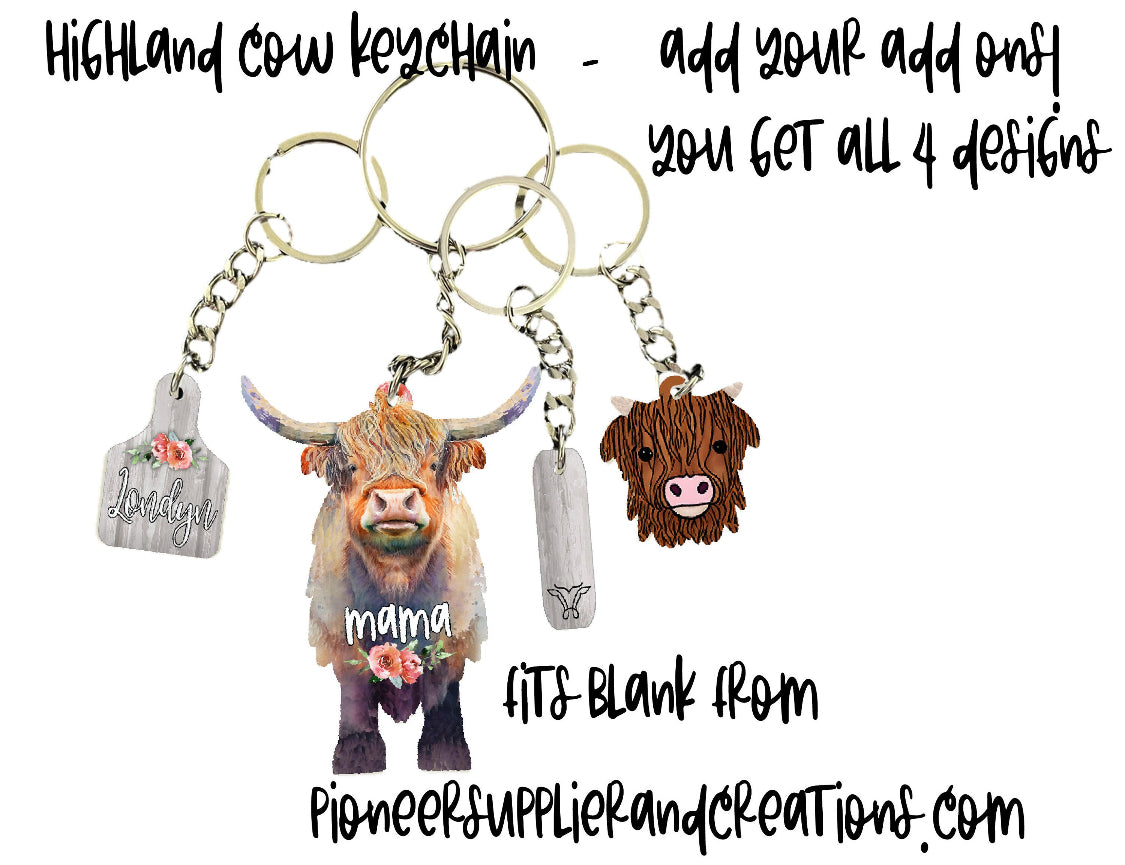 Highland Cow Shaped Keychain | Add-On Sublimation Blanks