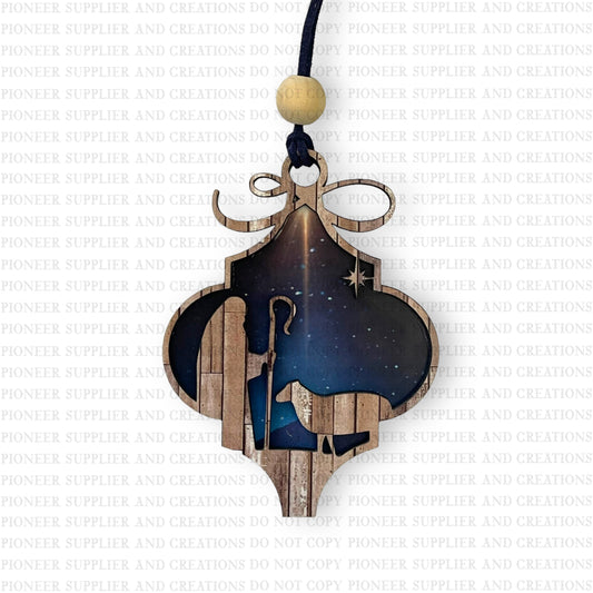 2D Shepherd Nativity Arabesque Ornament Sublimation Blank