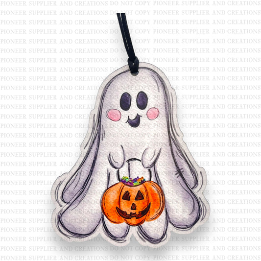 Trick or Treat Ghost Car Charm Sublimation Blank | Exclusive Alicia Ray Art