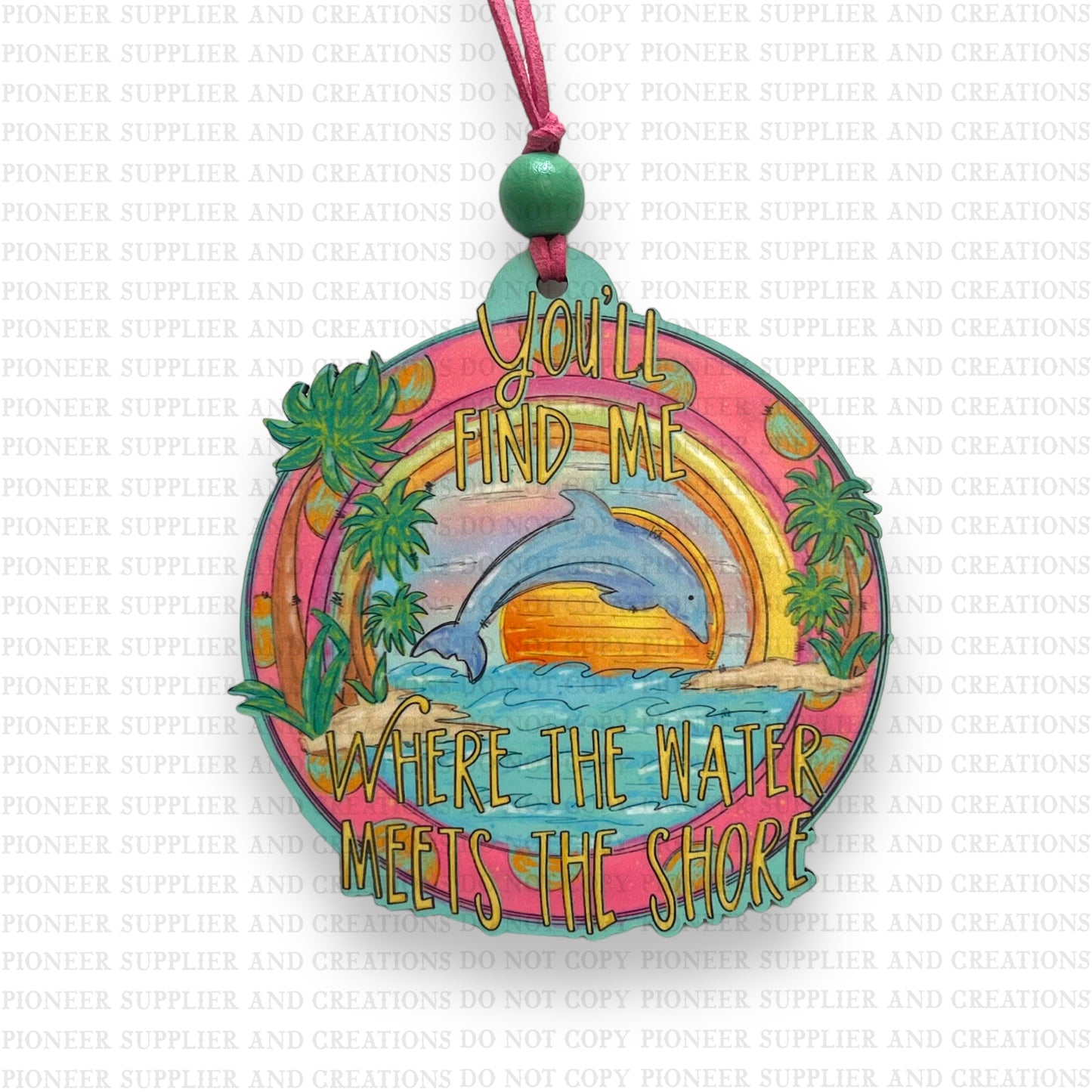 Where the Water Meets the Shore Car Charm Sublimation Blank | Exclusive Pixel Pops