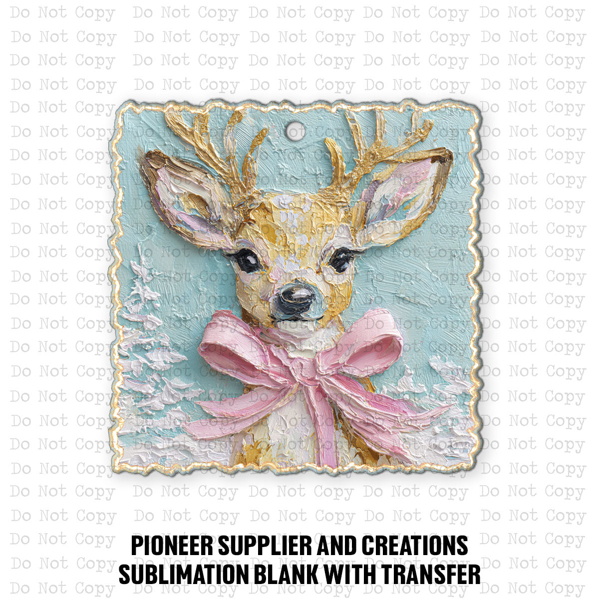 Vintage Pink Deer Ornament Sublimation Blank | OHD