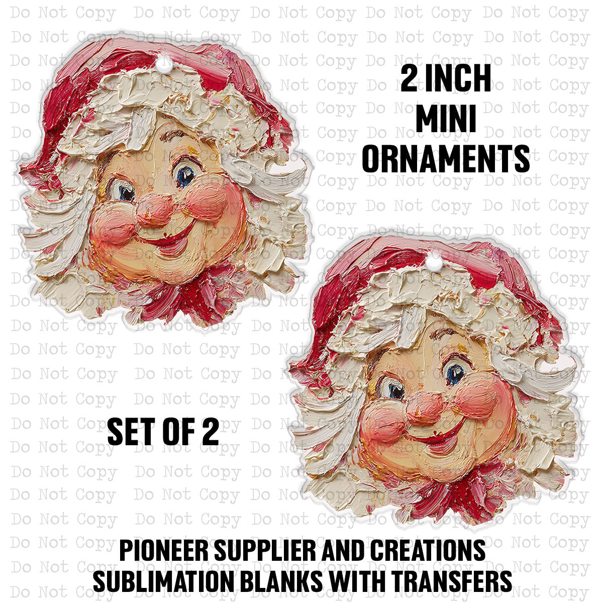 Hand Painted Mrs. Clause Mini Ornaments Sublimation Blank | Set of 2