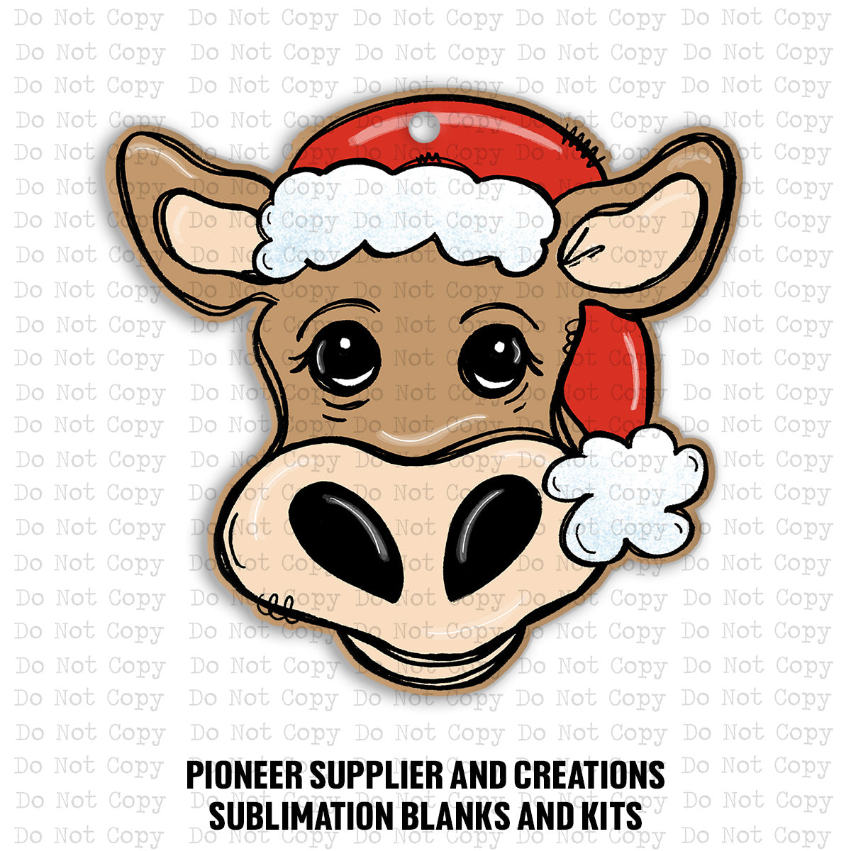 Santa Cow Ornament Sublimation Blank