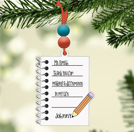 Notebook with Pencil Ornament Sublimation Blank | Designer Tina