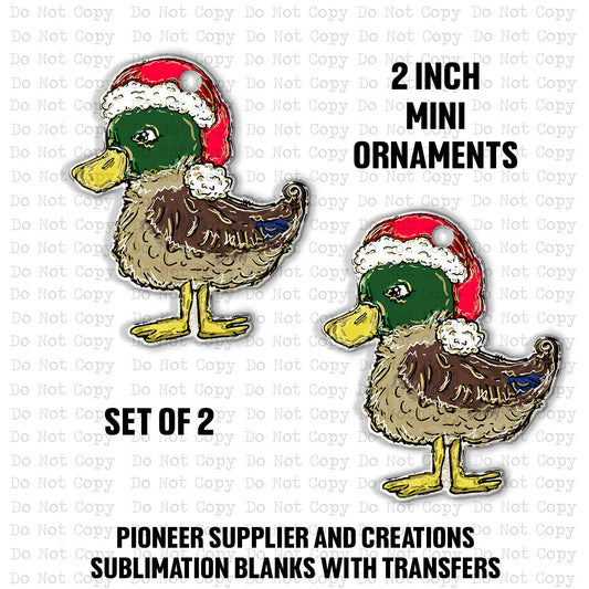 Christmas Duck Mini Ornaments Sublimation Blank | Set of 2