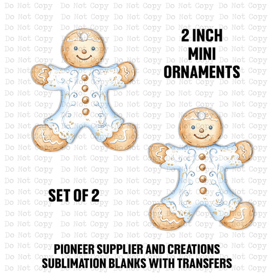 Chinoiserie Gingerbread Boy Mini Ornaments Sublimation Blank | Set of 2