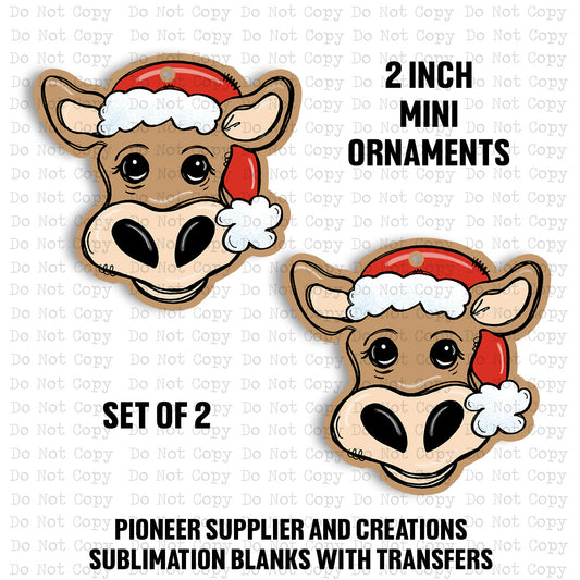 Santa Cow Mini Ornaments Sublimation Blank | Set of 2
