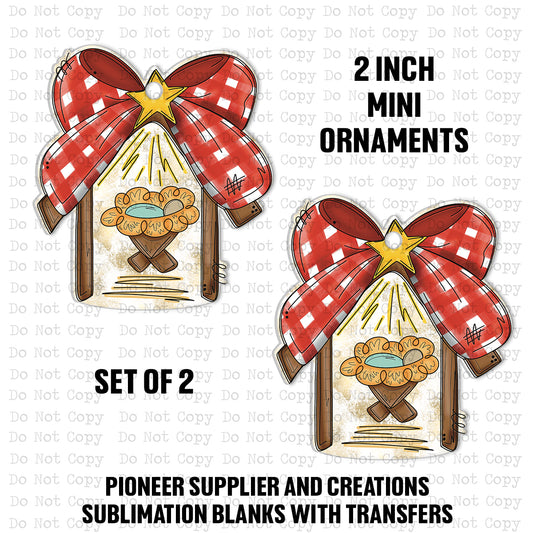 Bow Nativity Mini Ornaments Sublimation Blank | Set of 2