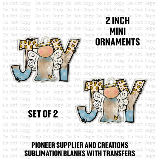Joy Angel Mini Ornaments Sublimation Blank | Set of 2