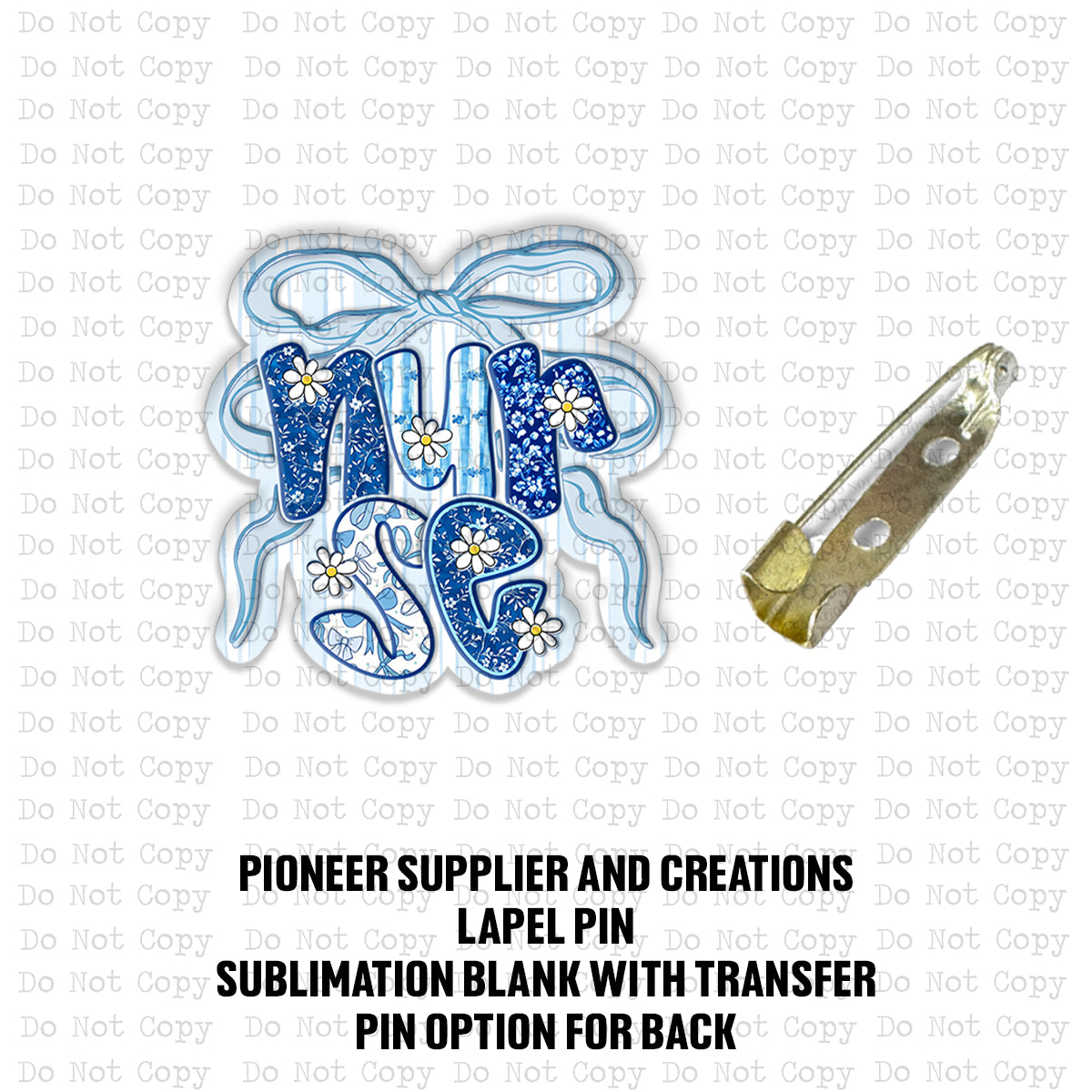 Nurse Chinoiserie Bow Lapel Pin Sublimation Blank Kit