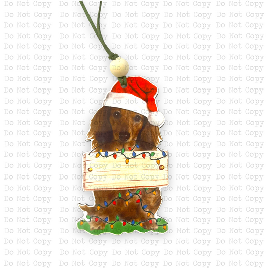 Doxie Christmas Sign Ornament Sublimation Blank | Tina Braddock