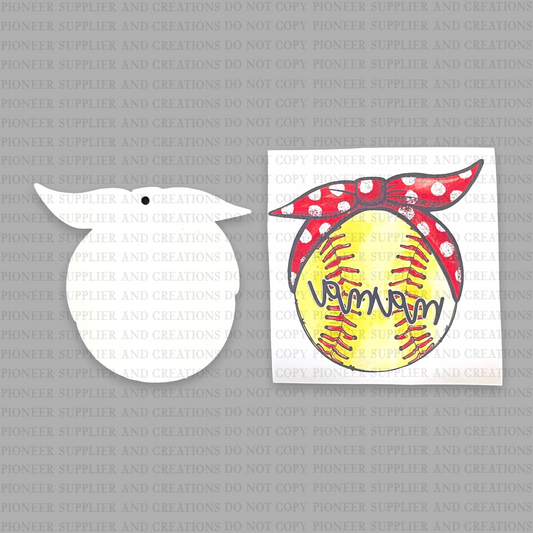 Softball Mama Headband Car Charm Sublimation Blank