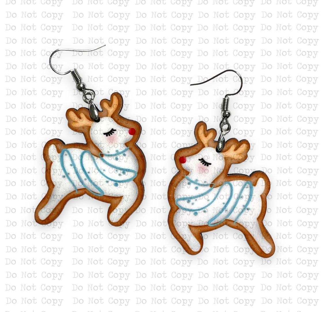 Reindeer Cookie Earring Sublimation Blanks | Exclusive