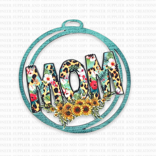 Tropical Sunflower Mom Car Charm Sublimation Blank