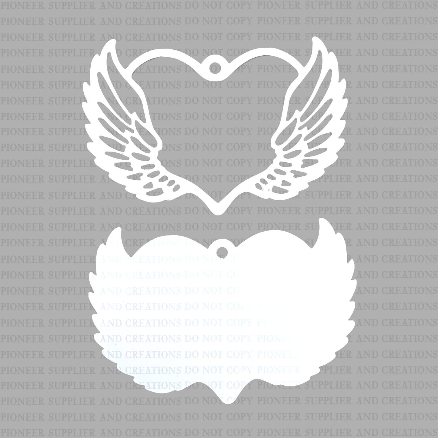 2D Winged Heart Shaped Ornament Sublimation Blanks
