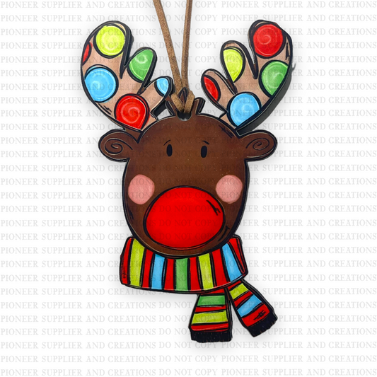 Red Nose Boy Reindeer Ornament Sublimation Blank | Exclusive Alicia Ray Art