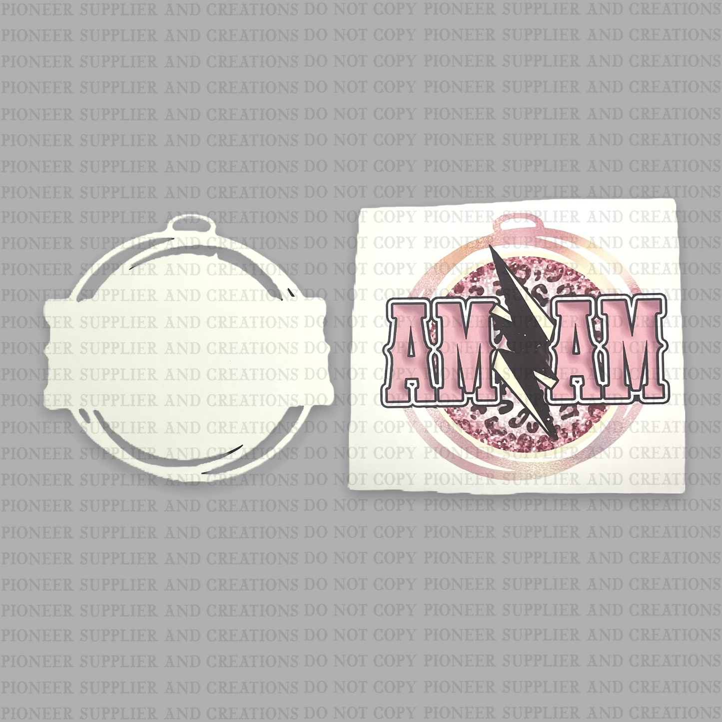 MAMA Lightning Bolt PINK Car Charm Sublimation Blank