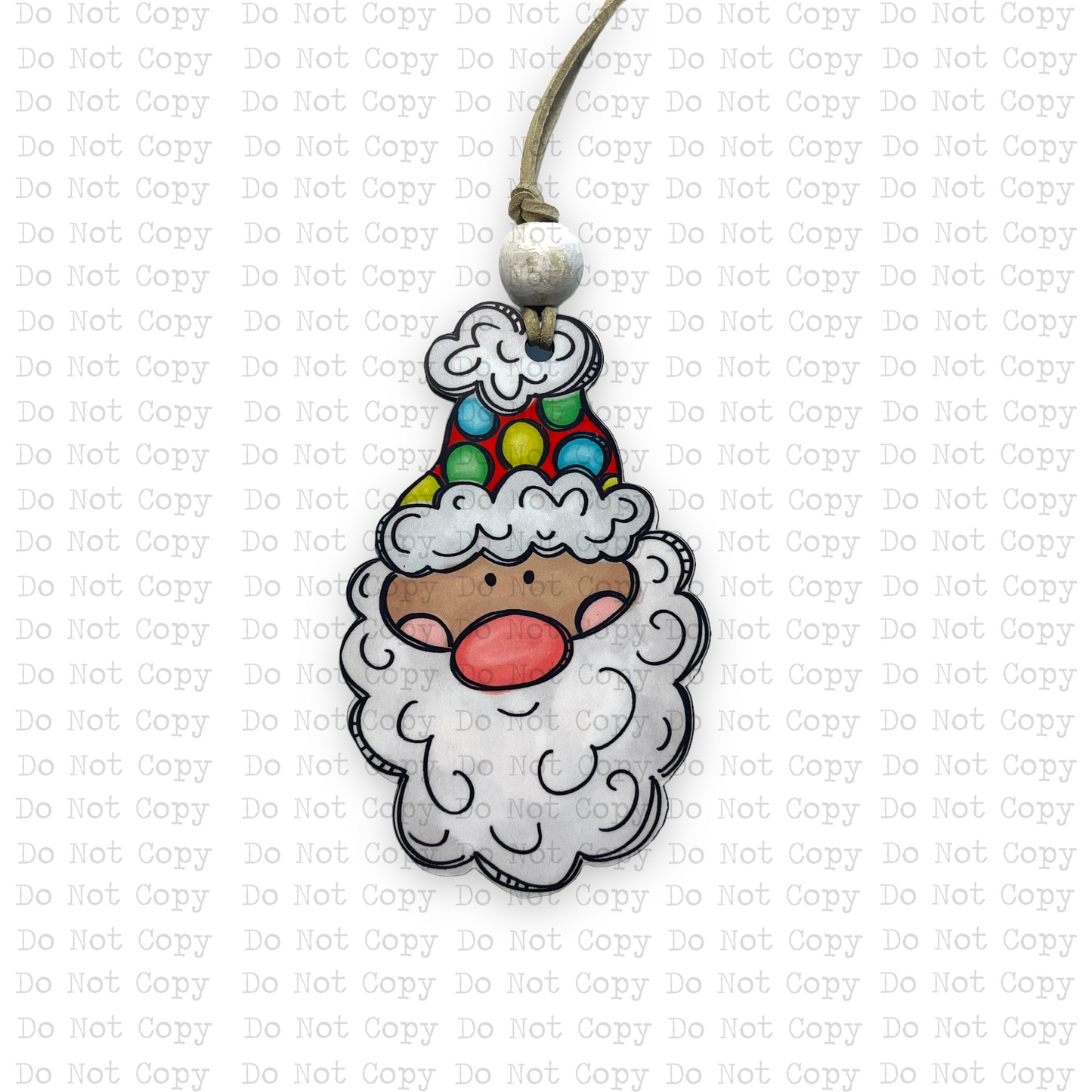 Polkadot Hat Santa Ornament Sublimation Blank | Exclusive Alicia Ray Art