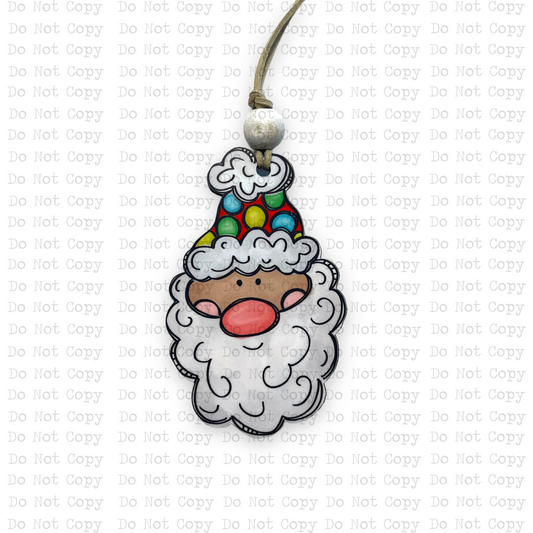 Polkadot Hat Santa Ornament Sublimation Blank | Exclusive Alicia Ray Art