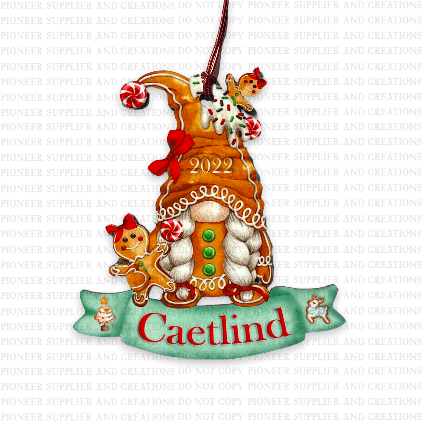 Gingerbread Girl Gnome Name Ornament Sublimation Blank