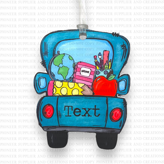 School Truck Bag Tag Sublimation Blank | Exclusive Alicia Ray Art