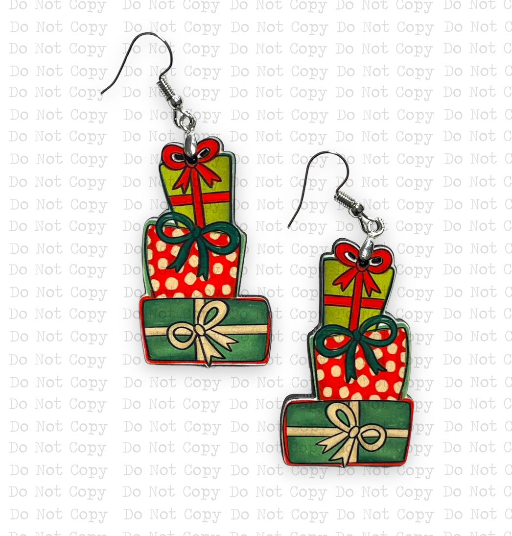 Stacked Presents Earring Sublimation Blanks