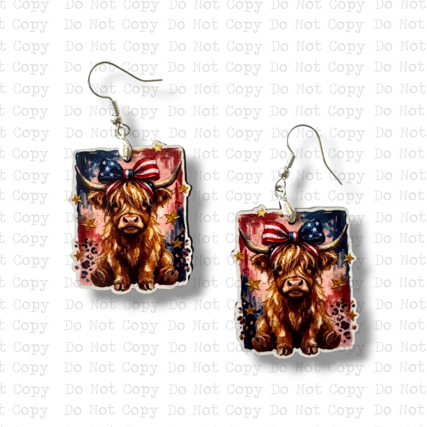 American Highland Cow Earring Sublimation Blank Kits