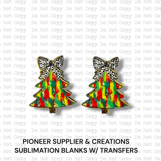 Christmas Colors Preppy Tree Earring Sublimation Blank | ARA