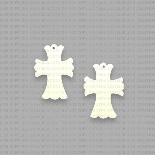 Blue Floral Cross Earring Sublimation Blanks