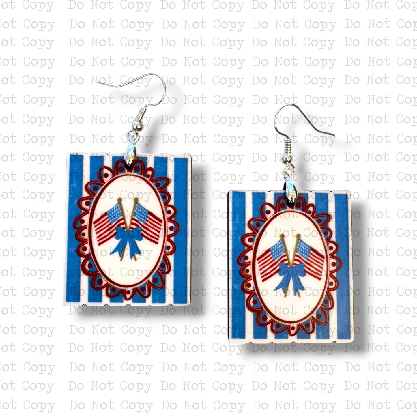 Flags Bow Stripes Earring Sublimation Blank Kit | TCC