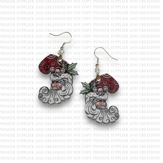 Santas Mouse Friend Earring Sublimation Blank Kit | Exclusive