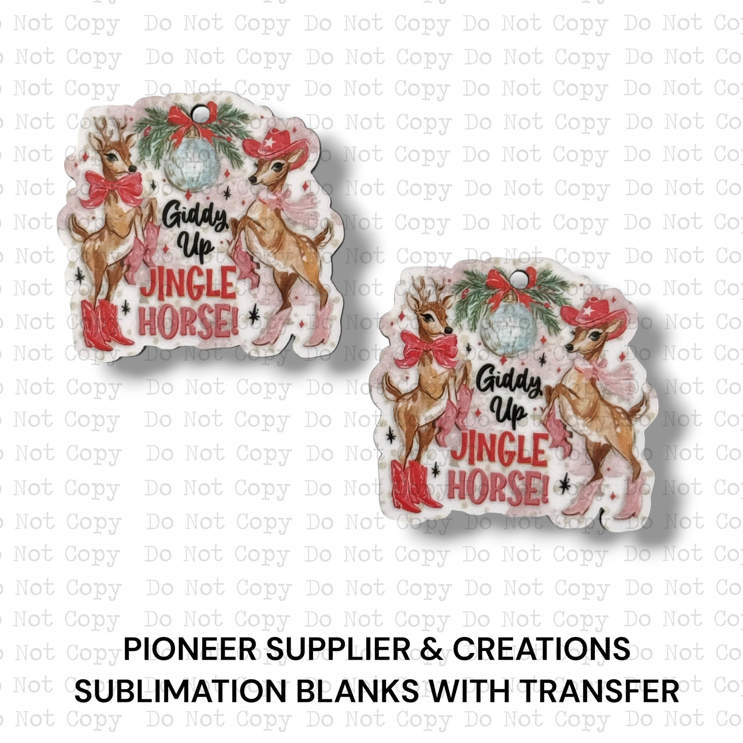 Giddy Up Jingle Horse Mini Ornaments Sublimation Blank | Set of 2