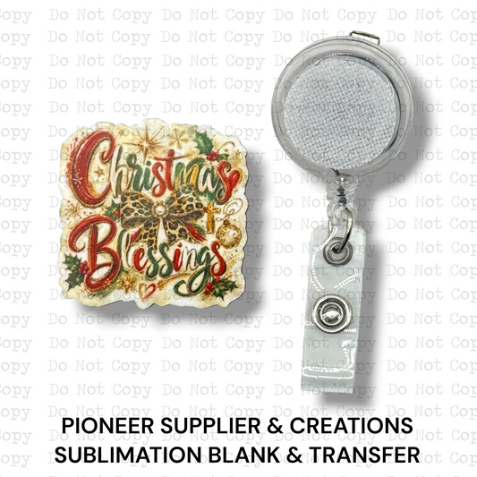 Christmas Blessings Badge Button Sublimation Blank | Set of 2
