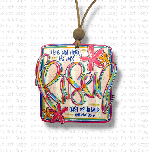 He Is Risen Car Charm Sublimation Blank | J&C
