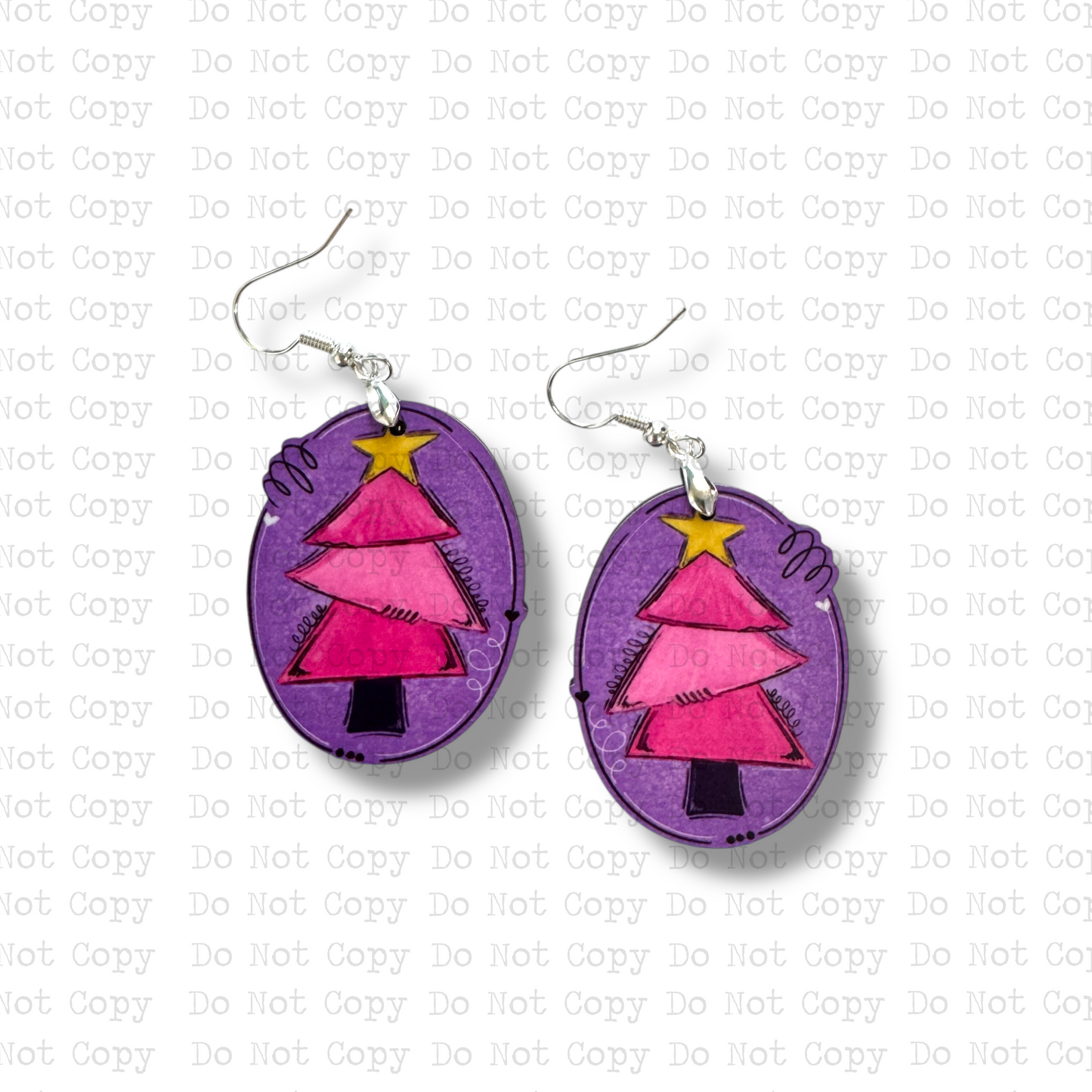 Pink and Purple Christmas Tree Earring Sublimation Blank Kit