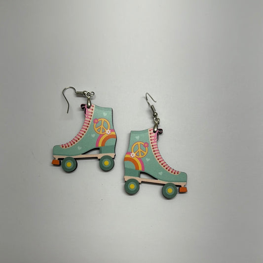 Teal Peace Skate Finished Earring