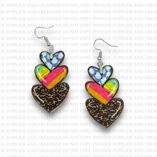 Heart Trio Earring Sublimation Blanks | Exclusive Graphx & More