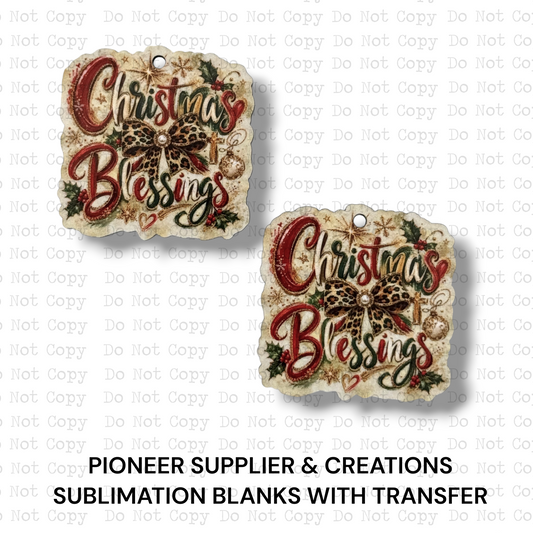 Christmas Blessings Mini Ornaments Sublimation Blank | Set of 2